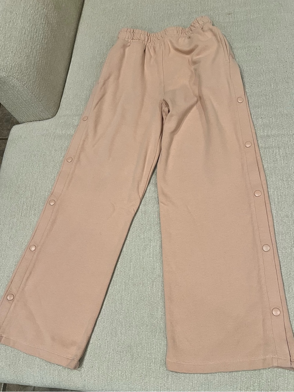 Forever 21 Snap-Accent Wide Leg Pants - Blush Pink Size Small